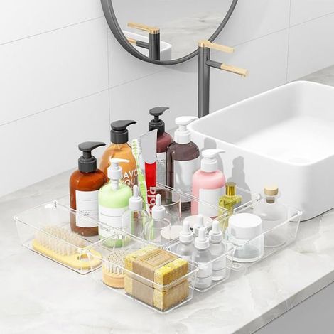 Organiseur Tiroir - Plastique Transparent - 25 Pièces - 4 Tailles Différentes - Pour Cuisine Bureau Salle De Bain - Lot Complet (1/5)