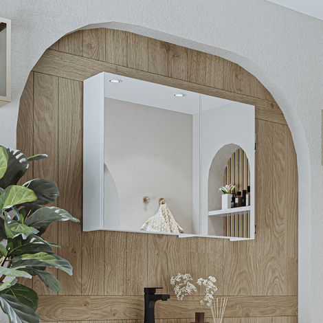 Roomart GUSTO-I-75 Spiegelschrank 75 cm breit, Weiß