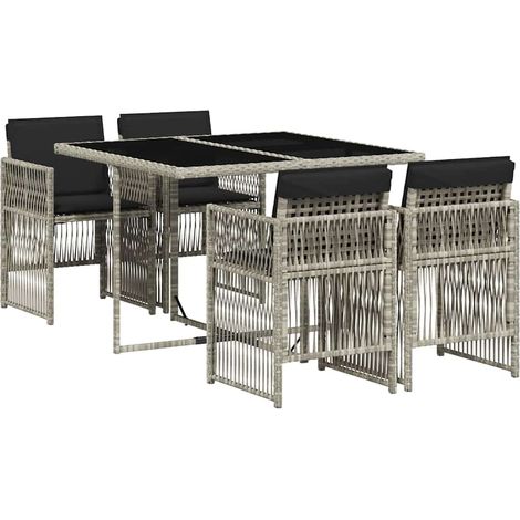 Maison Exclusive - Set Pranzo da Giardino 5pz con Cuscini Grigio Chiaro Polyrattan