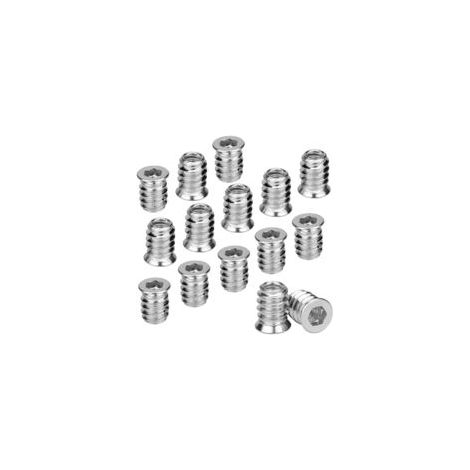 Lot de 100 inserts filetés bois M6 x 15 mm – Alliage de zinc – Filetage intérieur et extérieur – Pour assemblage meubles en bois - 100PCS (1/5)