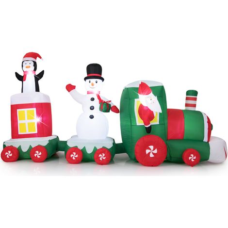 CASART 11. Christmas Inflatables Train Blow Up Santa Claus Driving Train (1/5)