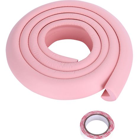 Eckenschutzleiste aus Gummi für Tischkanten (Pink) [Produktart: Kindersicherheit] + 2 m [Modell] + Schutzpolster [Beschreibung – 2 Wörter]