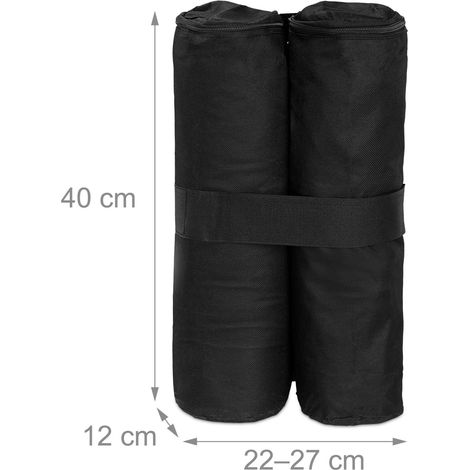 Set di 4 sacchi di zavorra per tende e gazebo, per esterni, robusti, con maniglia, 40 x 40 x 10 cm, in tessuto oxford nero, 130008012