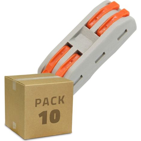 10 Pack Schnellverbinder 2 Eingänge und 2 Ausgänge SPL-2 für Elektrokabel von 0,08–4 mm² Grau (1/2)