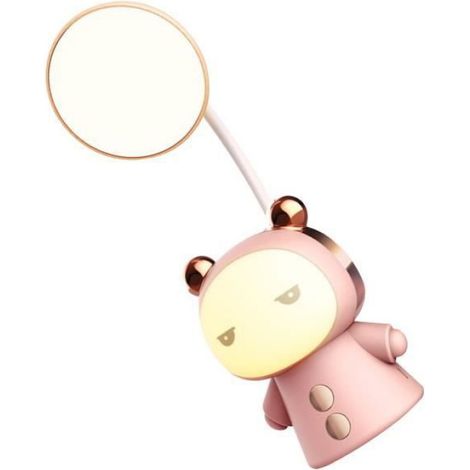 Lampe de bureau LED dessin animé, rechargeable par USB, créative et décorative, à poser, couleur rose, pour le soin des yeux (1/4)