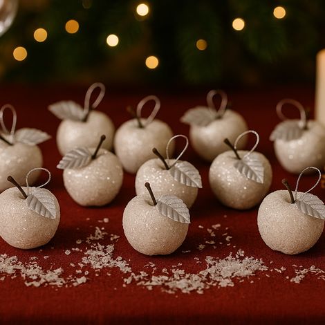 Pack de 18 Pommes Neige à Suspendre – Décorations de Noël Éblouissantes pour Sapin (1/5)