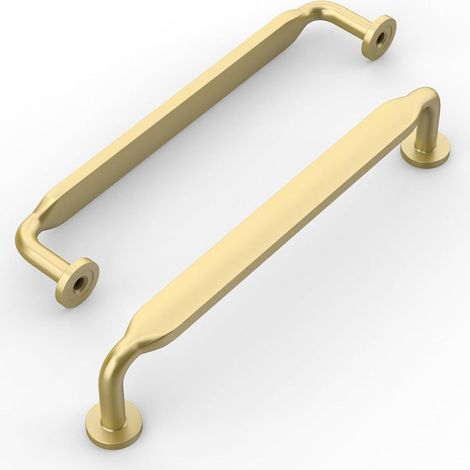 Set mit 10 Küchenschrankgriffen aus gebürstetem Messing, 128 mm, aus Zinklegierung, mattgoldene Oberfläche, mit Schrauben, für Schreibtische, Schubladen, Schränke und Regale (1/5)