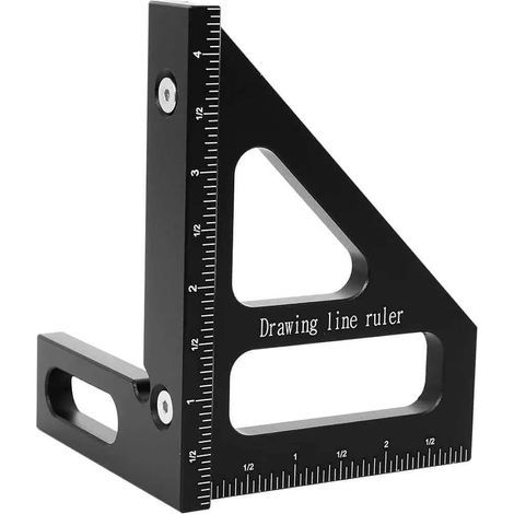 Riga triangolare poligonale 3D in lega di alluminio, nera, lunga 11 cm, strumento di misura di precisione portatile per ingegneri e falegnami. (1/5)
