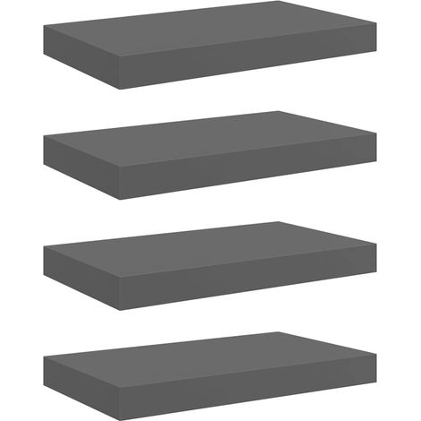 Maison Exclusive - Schweberegale 4 Stk. Hochglanz-Grau 40x23,5x3, (1/5)