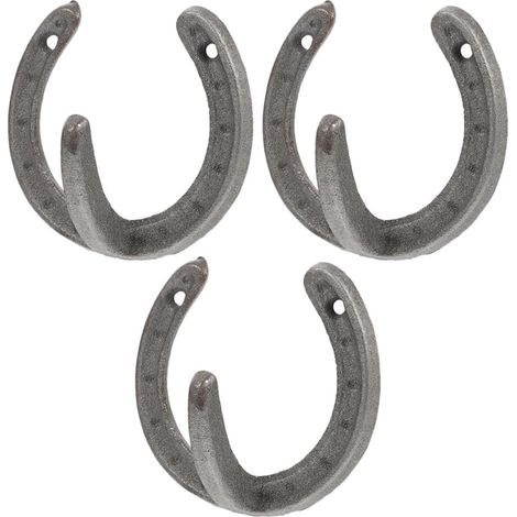 3 pièces Lot de Crochets Muraux Fer Forme de Fer à Cheval Patères Robustes (1/5)