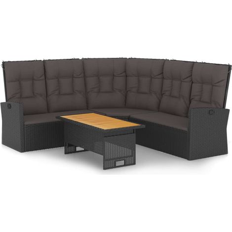 Maison Exclusive - Set da Giardino 2 pz con Cuscini Nero in Polyrattan (1/5)