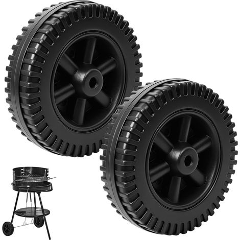 2 pièces de roues de rechange de 15,24 cm pour chariots de barbecue – Roues robustes en plastique noir pour brouettes, chariots de tondeuse à gazon et chariots de barbecue universels – Ensembles de (1/5)