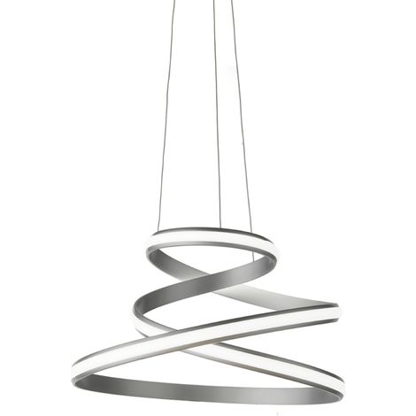 Lampada a sospensione moderna VUELTA a LED in metallo verniciato D57 cm ARGENTO (1/4)