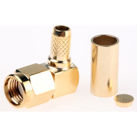 Connecteur coaxial RS PRO Mâle à angle droit, raccordement A sertir Montage sur câble ( Prix pour 1 )
