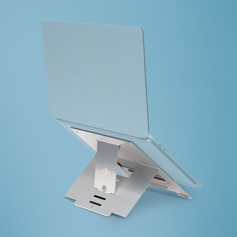 R-Go Tools Soporte para portátil R-Go Riser Flexible, elevador plegable ajustable para portátil, ergonómico, aluminio Hylite, plata (1/4)