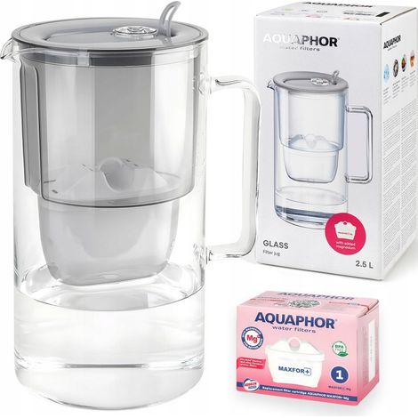 Aquaphor Glasfilterkanne (grau) + Maxfor Magnesiumfilter (1/5)