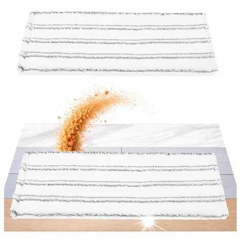 Lot de 2 Housses en Microfibre, Pad pour Balai de 42 cm, Couvre-serpillère pour Tous Types de sols, Lavable en Machine à 60 degrés, Chiffon Durable (2 pièces - Blanc/Gris) (1/5)