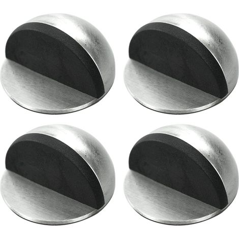 Arrêts de Portes, [Lot de 4] Arrêts et Butées de Porte en Acier Inoxydable Stop-Porte Adhésif au Sol et Parquet, Butoirs de Porte Protection de Portes et Murs Argent (1/5)