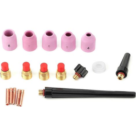 Kit de 18 pièces (buse en céramique, pince, lentille à gaz) pour pistolet de soudage TIG WP9 20 25 (1/4)