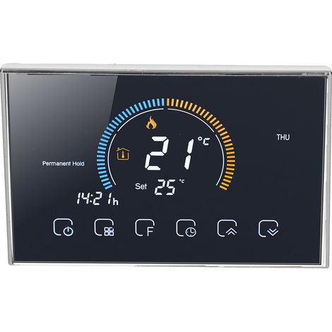 Thermostat intelligent pour appareils électroménagers, écran tactile LCD rétroéclairé, régulateur de température pour chaudière à eau/gaz BHT-8000GC - Noir (1/5)