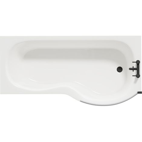 Wholesale Domestic Plage 1700mm Right Hand P Shaped Shower Bath with Matt Black Bath Screen and White Acrylic Front Bath Panel (1/5)