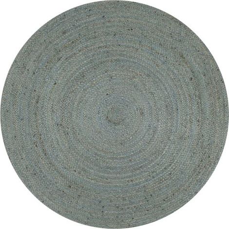 Tapis rond en jute fait main, 90 cm, vert olive (1/5)