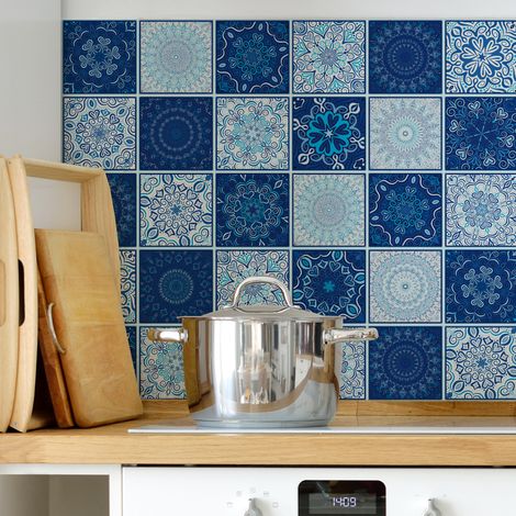 Sticker Mural Carrelage adhésif Cuisine Salle de Bain - 30 STICKERS CARRELAGES BOHÈME IZTAMA - 30stickers15x15cm (1/5)