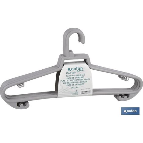 Pack de 6 cintres en plastique pour vêtements Antidérapants En plusieurs Couleurs Dimensions 38 x 18 cm (1/4)