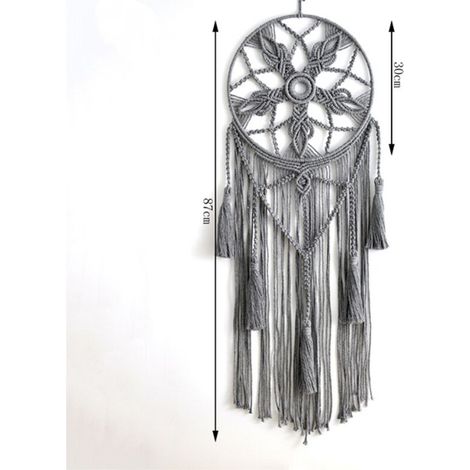 Tapiz de pared de algodón estilo macramé bohemio tejido a mano con adorno para dormitorio o sala de estar. (1/3)