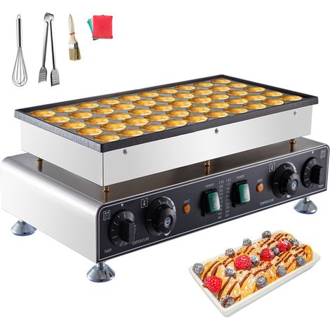VEVOR Piastra per Waffle Maker Macchina Elettrica 1600W 220V Macchine per Pancake 45 mm / 1.8 Pollici Commerciale Antiaderente in Acciaio Inossidabile (50 Pezzi Pancake Maker)
