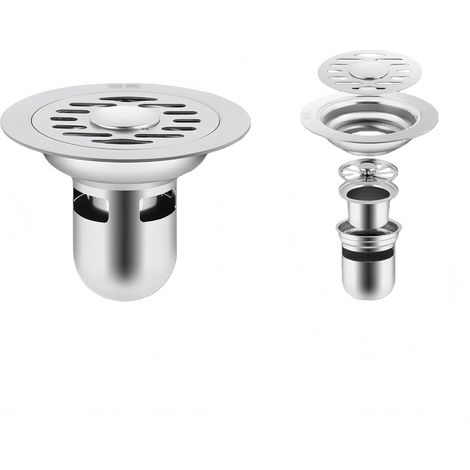 Runder Edelstahl-Ablaufstopfen, effiziente Entwässerung, leicht zu reinigen, tiefer Wassersammelkern, 12 cm, doppelt verwendbar. (1/3)