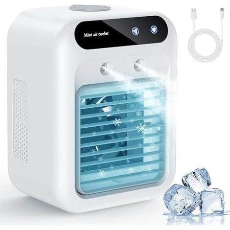 Climatiseur Mobile Ventilateur Silencieux Petit Climatiseur Portable Usb Ventilateur Silencieux Refroidisseur D'Air Mini Ventilateurs Portable Air Conditioner Portables Pour Chambre Bureau Camping (1/5)