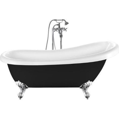 Freistehende Badewanne RICHMOND schwarz Adlerfüße CHROM 171
