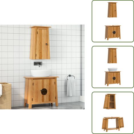 Armadietto in legno - vidaXL Set Mobili da Bagno 2 pz in Legno Massello di Pino - Armadio in legno