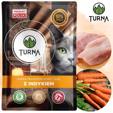 Turna, pâtée pour chat sans céréales à la dinde, 100 g (1/4)