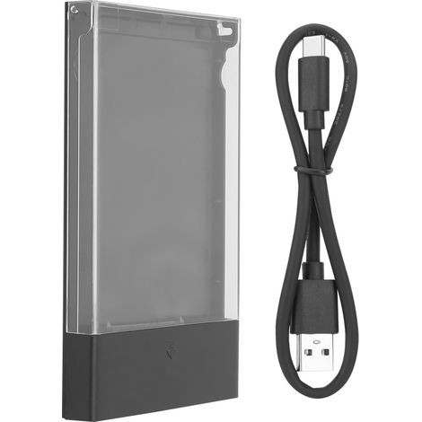 Boîtier USB 3.1 transparent pour disque dur 2.5 pouces, sans outil, avec indicateur LED et connecteur Type-C. (1/5)
