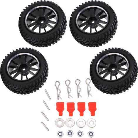 Stück silberne 12-Speichen-Felgen (75 mm) mit schwarzen Reifen für Wltoys 144001, 1/14 RC-Offroad-Fahrzeug-Upgrade-Teile (1/5)