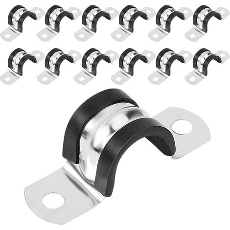 12-mm-U-förmige Schlauchschellen, Schlauchschellen aus Edelstahl 304 mit Gummipolsterung, Rohrbefestigungsschellen, 12 Stück (1/5)