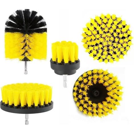 5 pièces Brosse Perceuse, Outil de Brosse Perceuse Nettoyage Kit, Drill Brush pour Surfaces de Salle de Bain, Sol, Baignoire Carreaux et Voiture