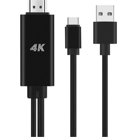 Cable adaptador 2 en 1 USB C 3.1 Type-C hacia 4K 30Hz compatible con alimentación USB para teléfono conectado proyector TV (1/5)