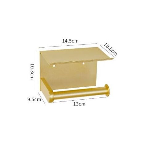 Porta carta igienica, porta carta igienica a parete con ripiano portaoggetti, autoadesivo, alluminio (oro) (1/4)