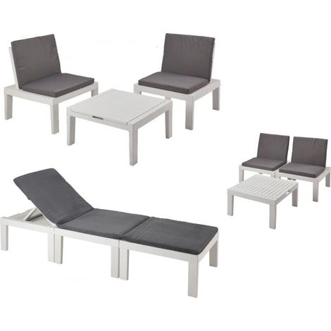 MESA BAJA + 2 SILLONES/TUMBONA DUETTO BLANCA CONJUNTO (1/3)