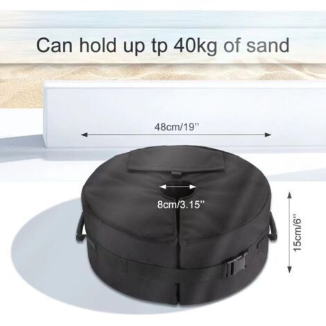 Sac de Poids de Base pour Parasol - Diamètre Réglable Ouverture latérale Poids de La Base du Parasol - Support de Poids de Parasols de Jardin Extérieur pour Patio - Sacs de Sable Jusqu'à 40 kg (1/3)