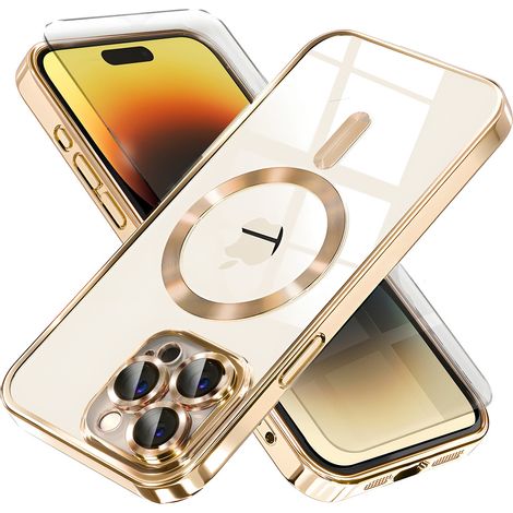 Custodia per iPhone 14 Pro, Electro MagSafe, oro + pellicola protettiva per lo schermo (1/5)