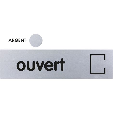 Plaque de porte Ouvert - Classique argent 170x45mm - 4320878