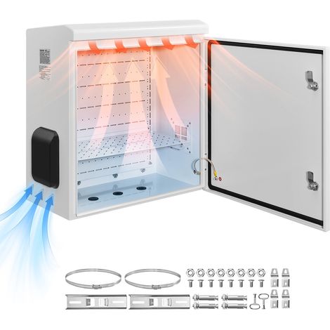 Coffret Électrique Étanche Extérieur IP65, Boitier Électrique Mural Acier Laminé à Froid, 60x30x60 cm, avec Thermostat, Ventilateur, Capot de Protection, Porte à Clés, Montage sur Mur ou Poteau (1/5)