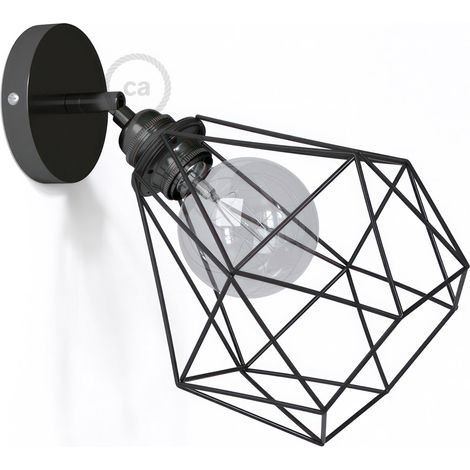Fermaluce Metallo 90°, applique murale réglable en métal avec abat-jour Diamond Avec ampoule - Perle noire (1/5)