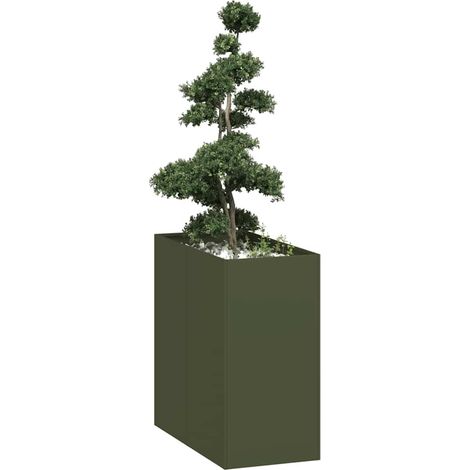 vidaXL Fioriera Verde Oliva 40x80x80 cm in Acciaio
