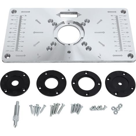 Plaque d'insertion de table en alliage d'aluminium avec 4 anneaux pour banc de travail du bois, 235 mm x 120 mm x 8 mm (1/5)