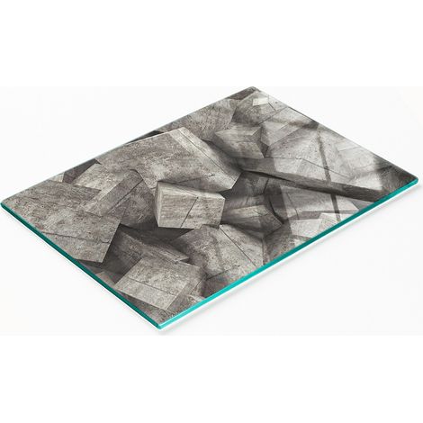 Tablero de vidrio decorativo multifuncional para cocina, cubos de hormigón de 80x52 cm (1/5)